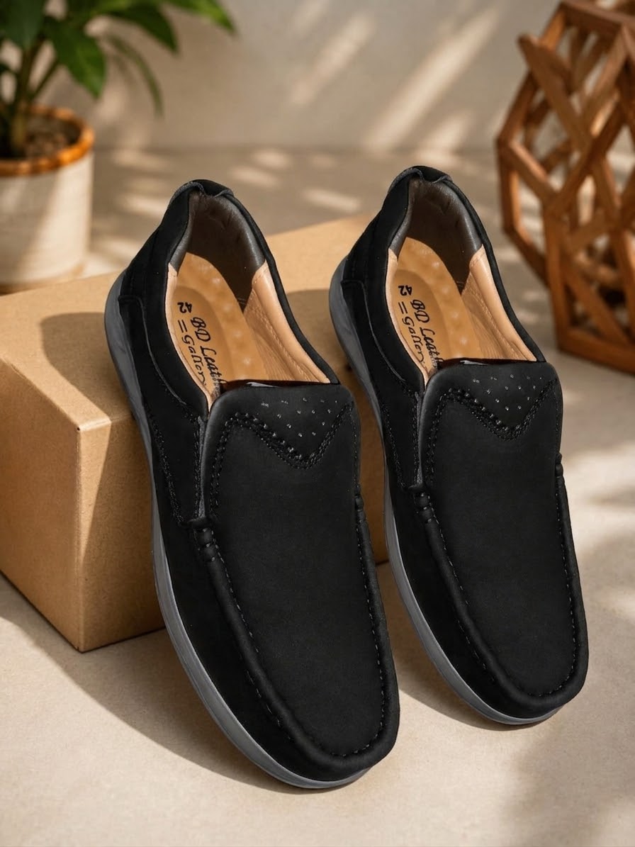 Men's Classic Black Leather Loafer Shoes