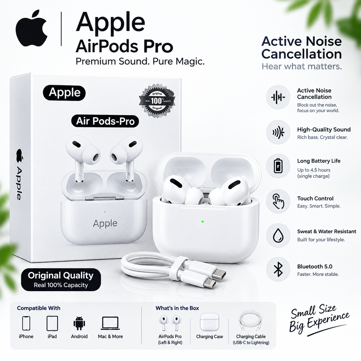 AirPods Pro Style TWS Wireless Earbuds with Charging Case