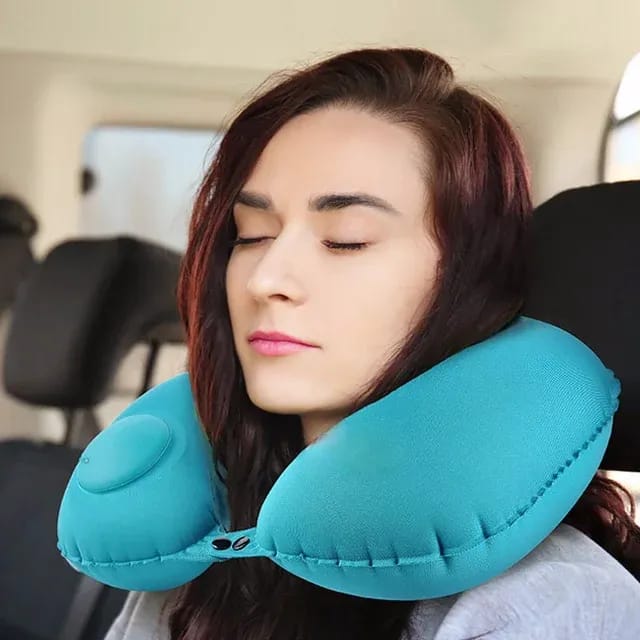 Premium Inflatable Travel Neck Pillow with Built-in Pump