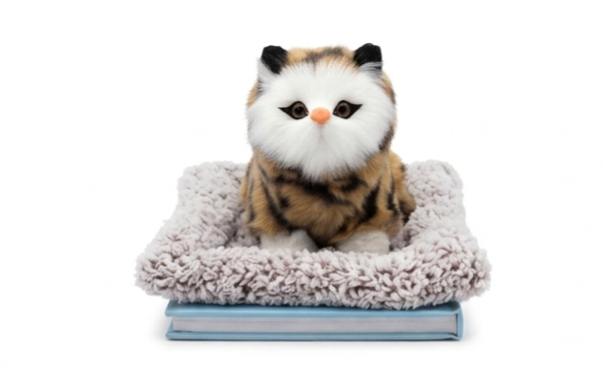 Adorable Sleeping Tiger-Striped Cat Plush Figure with Cushion Base