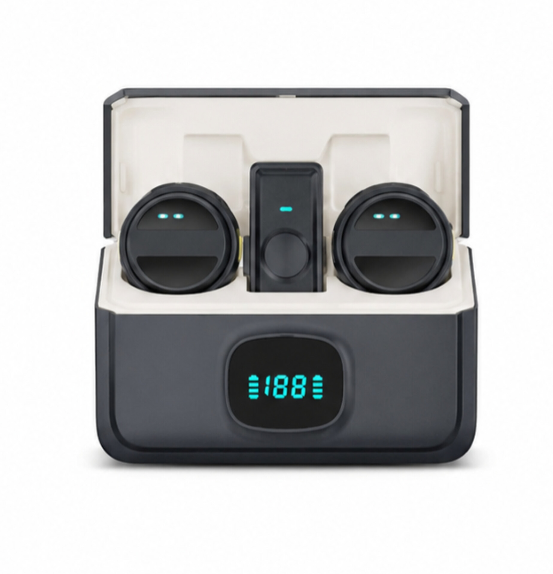 Wireless Lavalier Microphone System with LED Digital Charging Case