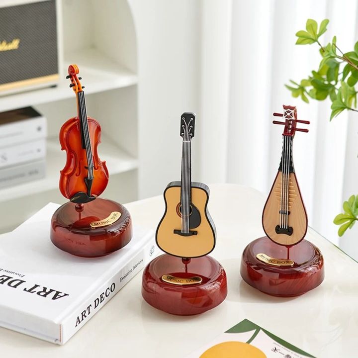 Miniature Classic Guitar Music Box Showcase Display