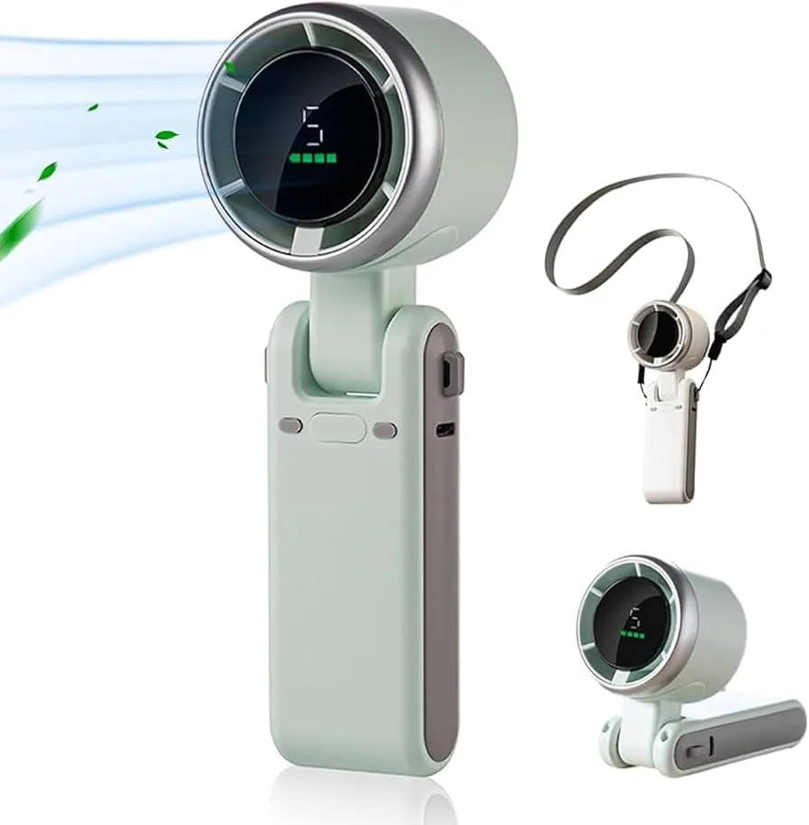 Portable Foldable Turbo Neck & Handheld Fan with LED Digital Display