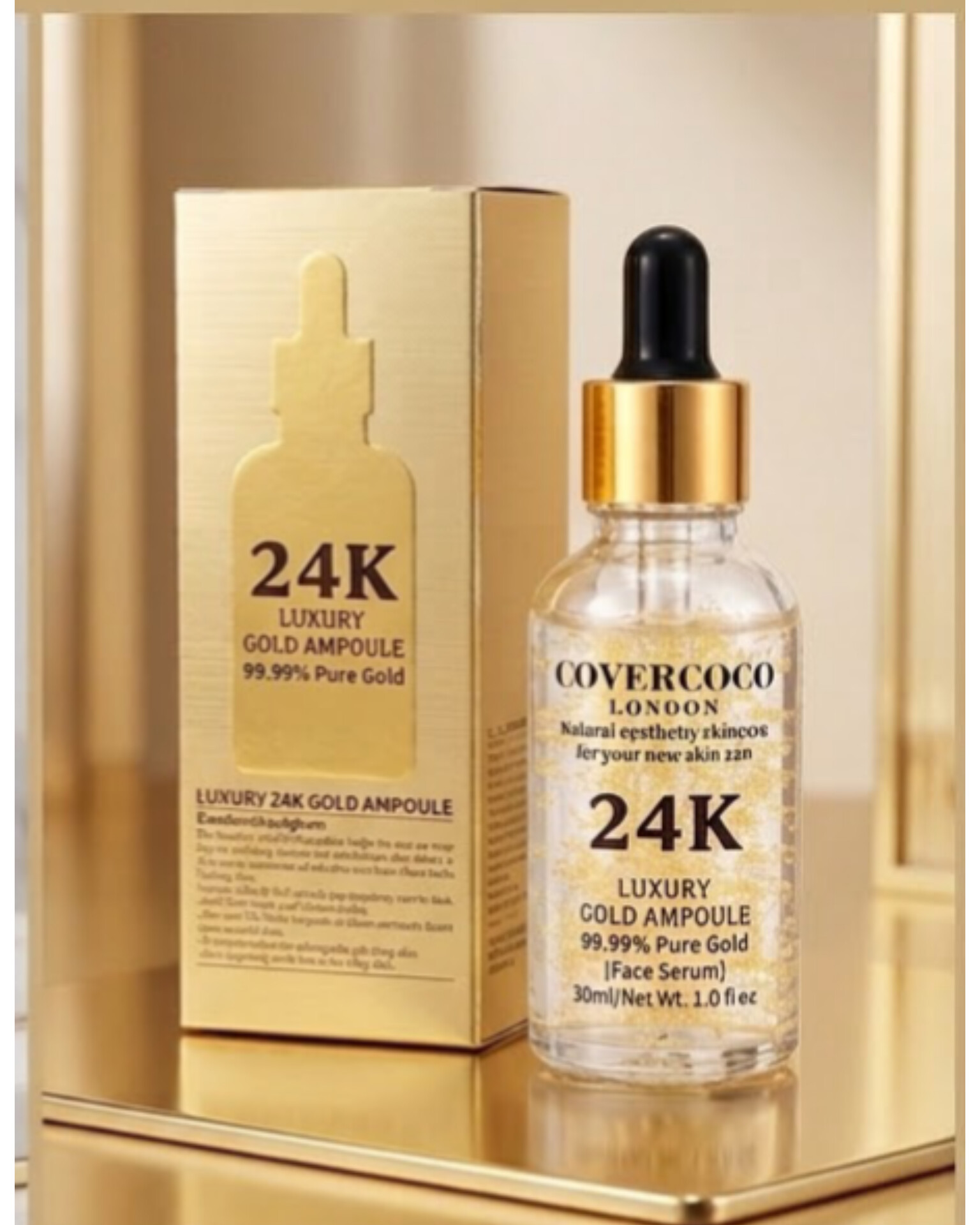 COVERCOCO London 24K Luxury Gold Ampoule Face Serum (30ml) — ৩