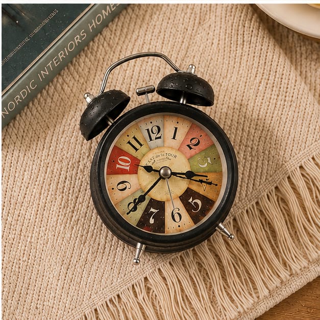 3Inch Metal Bell Student Little Alarm Clock Mute Bedside Clock Creative Home Retro Nostalgic Ornament Furnishing — ৩