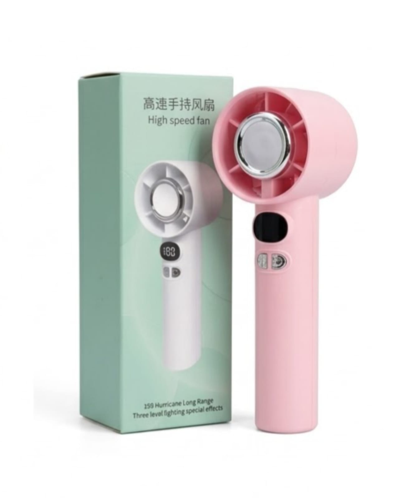 High Speed Hurricane Long Range Handheld Fan with 3-Level Lighting & LED Display — ২