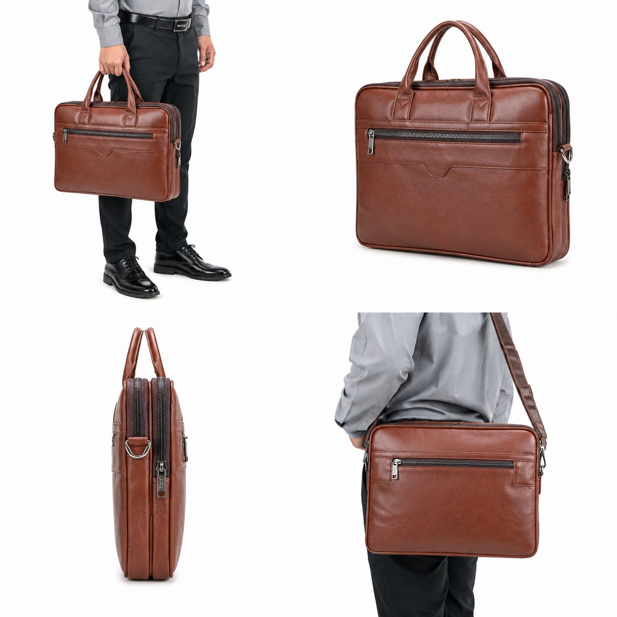 Executive PU Leather Laptop Briefcase & Messenger Bag — ৪