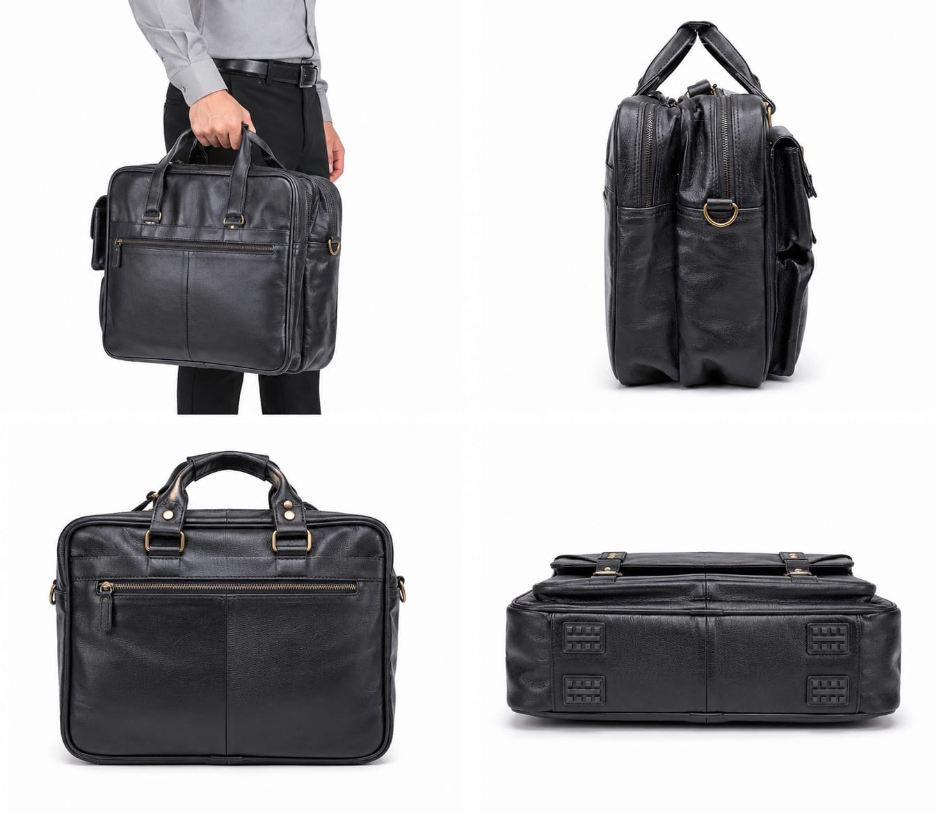 Premium Genuine Leather Messenger Briefcase Bag — ৪