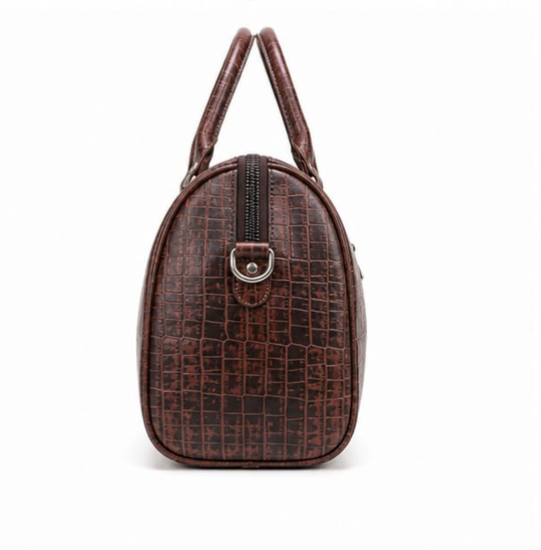 Vintage Crocodile Pattern Leather Travel Duffle Bag — ৩