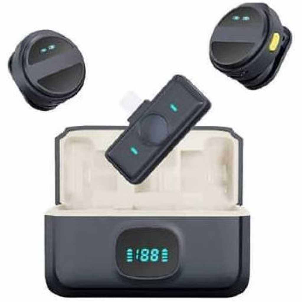 Wireless Lavalier Microphone System with LED Digital Charging Case — ৪
