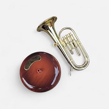 Vintage Trumpet Style Rotating Music Box Showcase Piece — ২