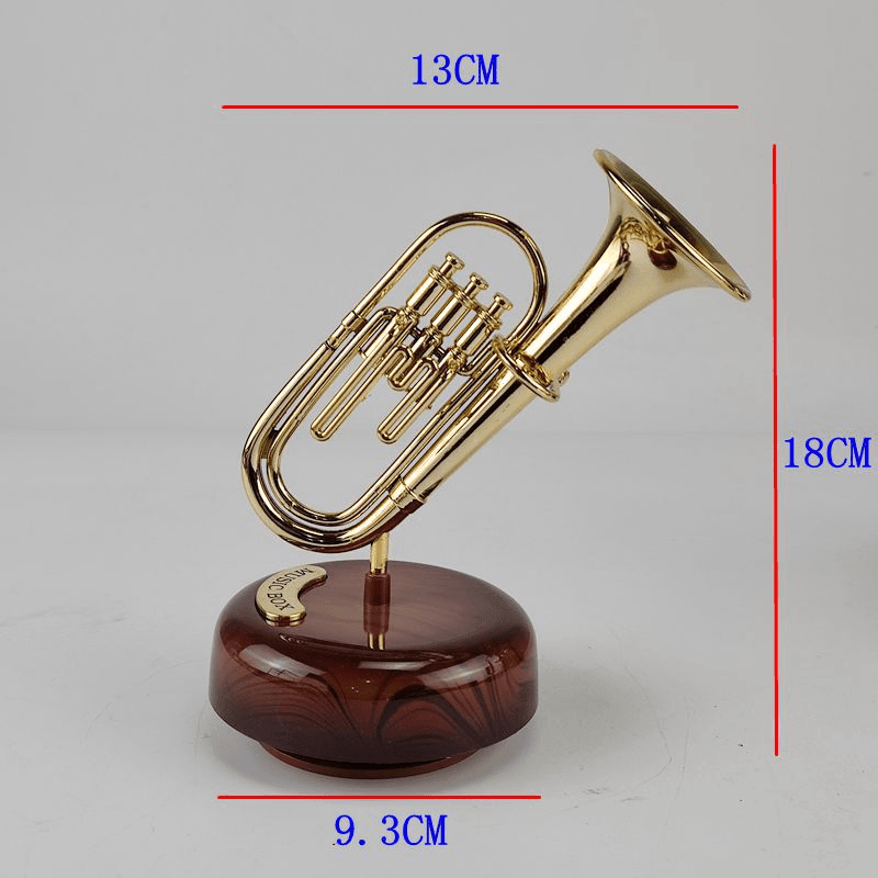 Vintage Trumpet Style Rotating Music Box Showcase Piece — ৩
