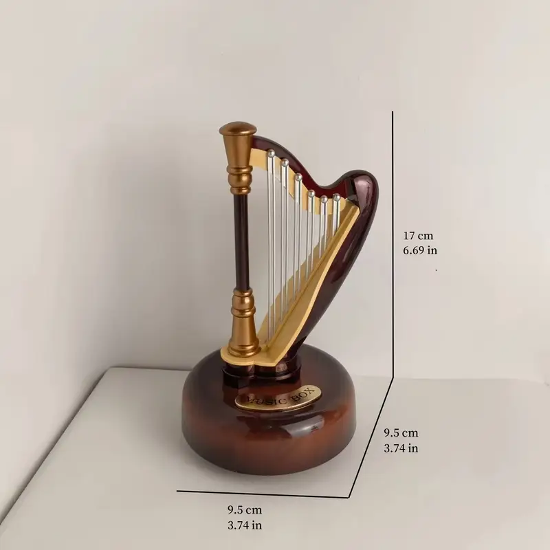 Vintage Miniature Harp Music Box — ৩