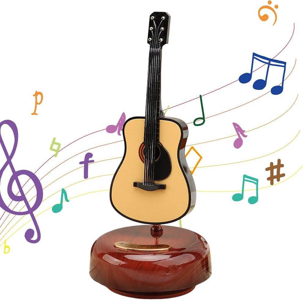 Miniature Classic Guitar Music Box Showcase Display — ৩