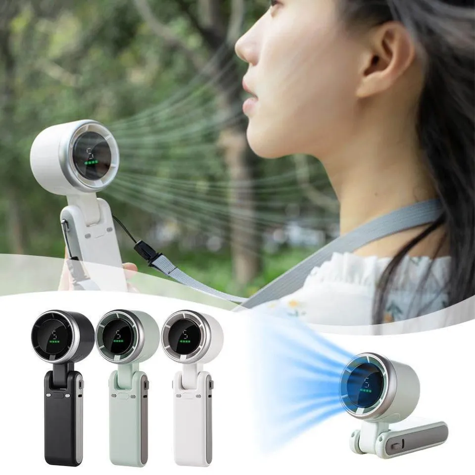 Portable Foldable Turbo Neck & Handheld Fan with LED Digital Display — ৪