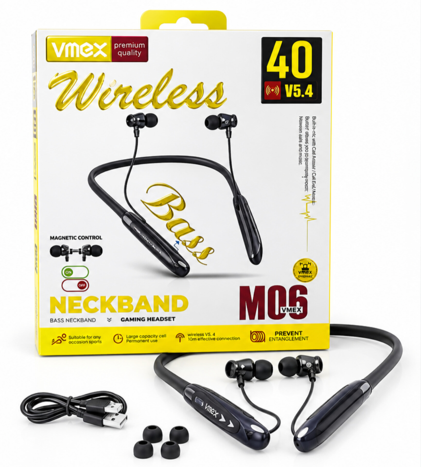 Vmex M06 Wireless Bass Neckband & Gaming Headset — ২