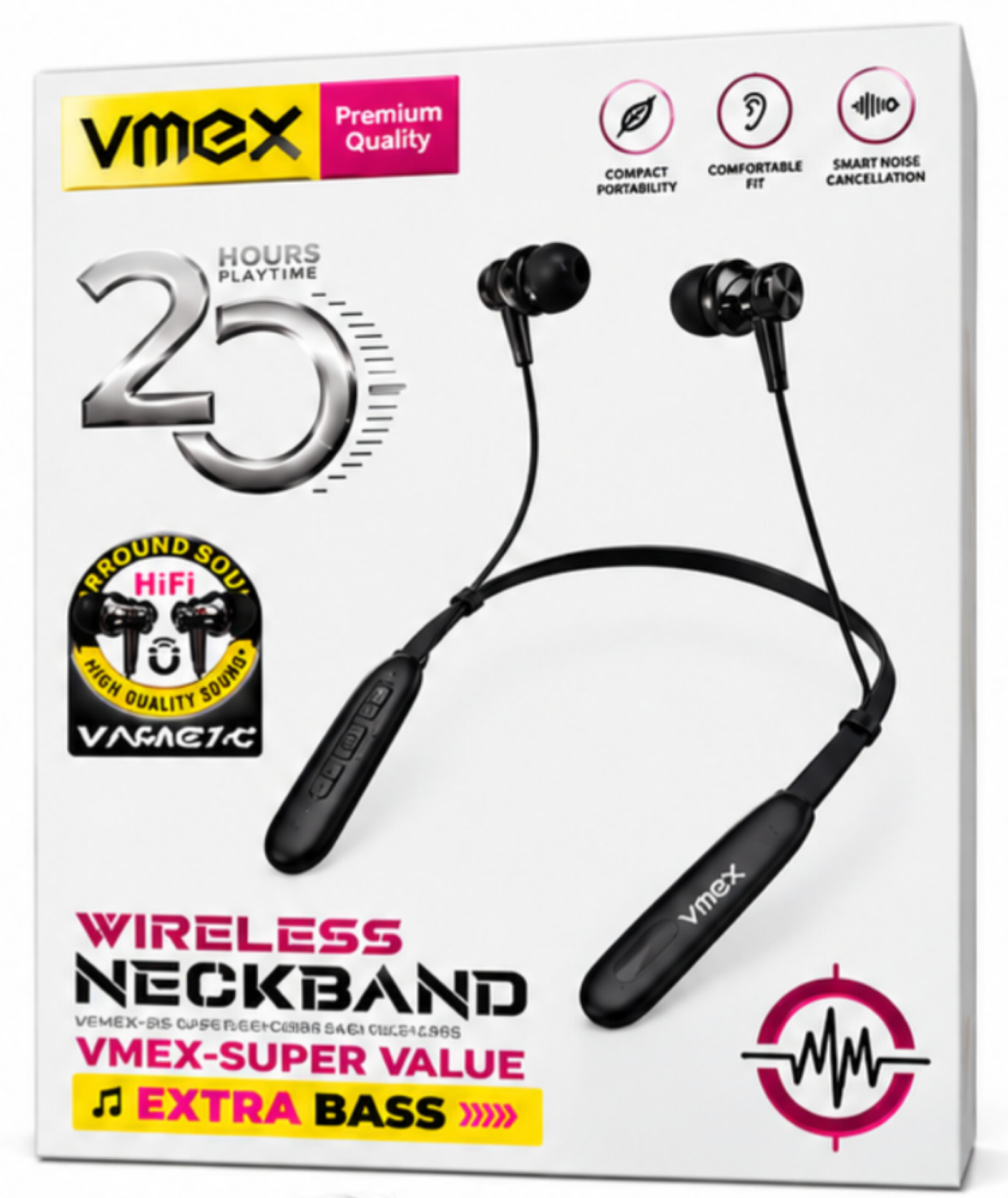 VMEX Wireless Neckband Earphone - Extra Bass & Long Battery Life — ৪
