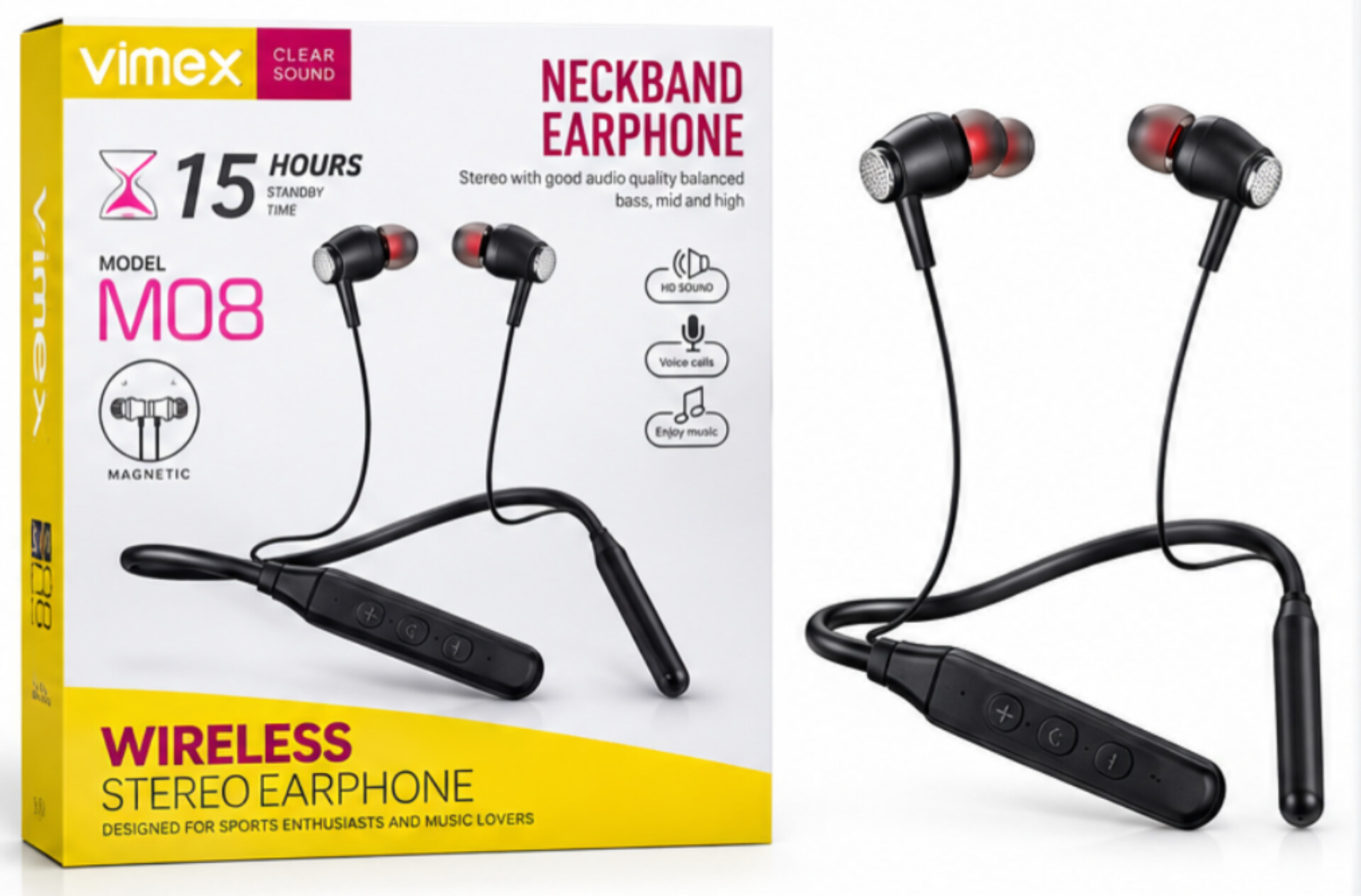 Vimex M08 Wireless Stereo Neckband Earphone — ৩