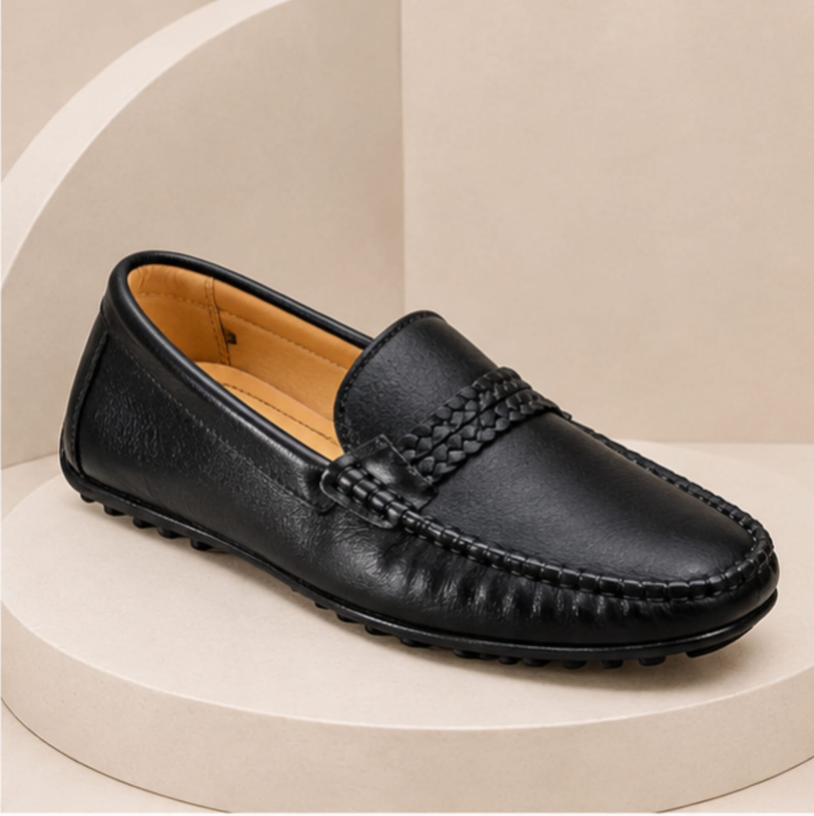 Lasocki Premium Genuine Leather Braided Slip-On Loafers for Men — ৩